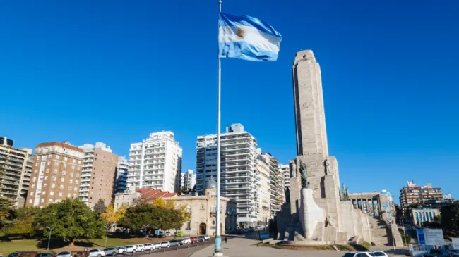 Argentina flag in city center